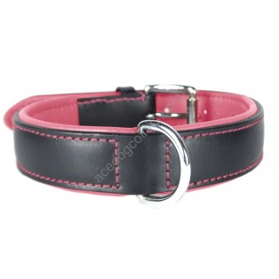 Ace Comfy LEATHER DOG COLLAR Padded And lined with soft Lamb's Leather (Pink Lining).